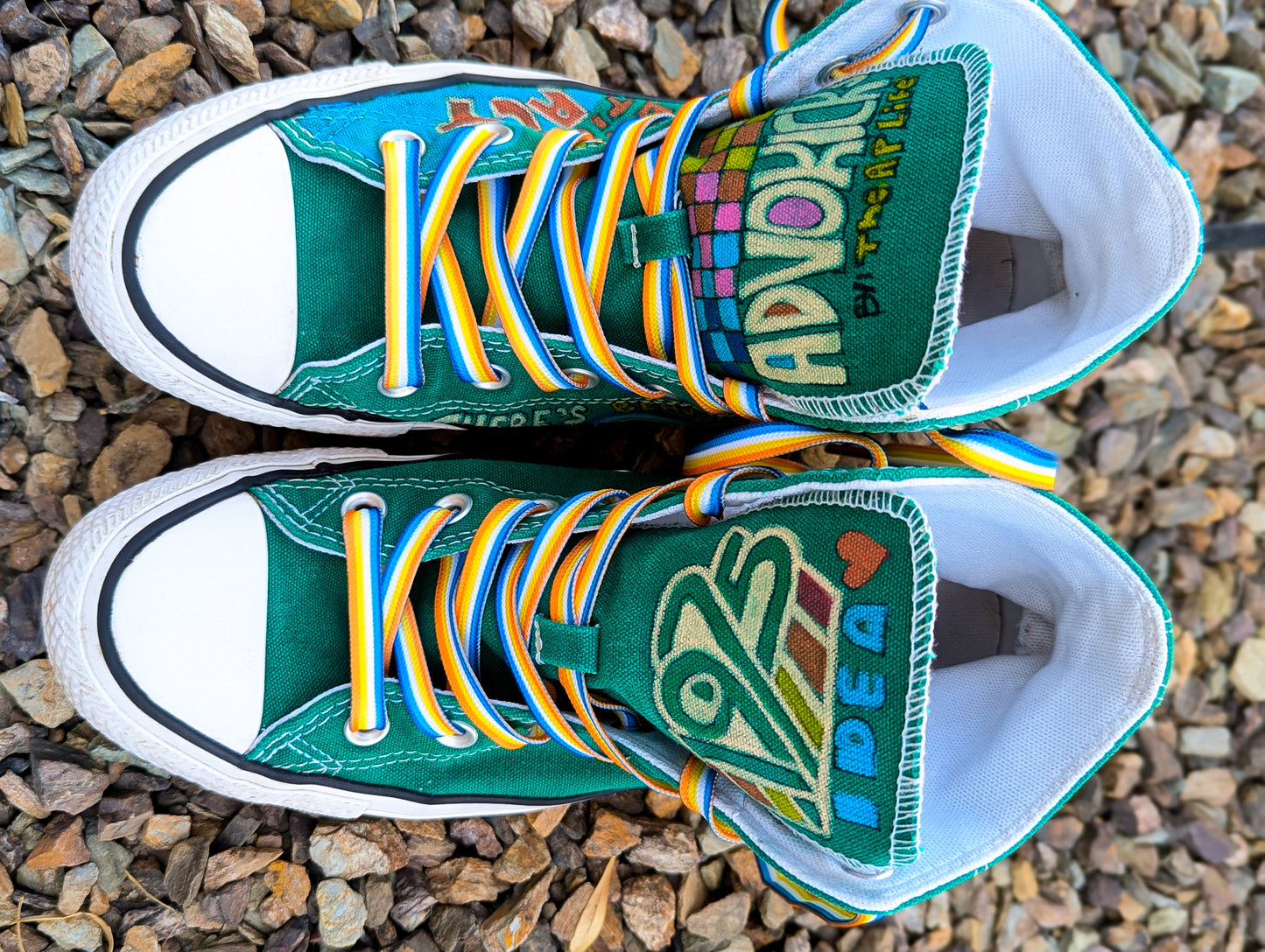 1975 IDEA - Individuals with Disabilities Education Act - Green ADVOKICKS (M6/W8) - Repurposed Hand-Painted Shoes