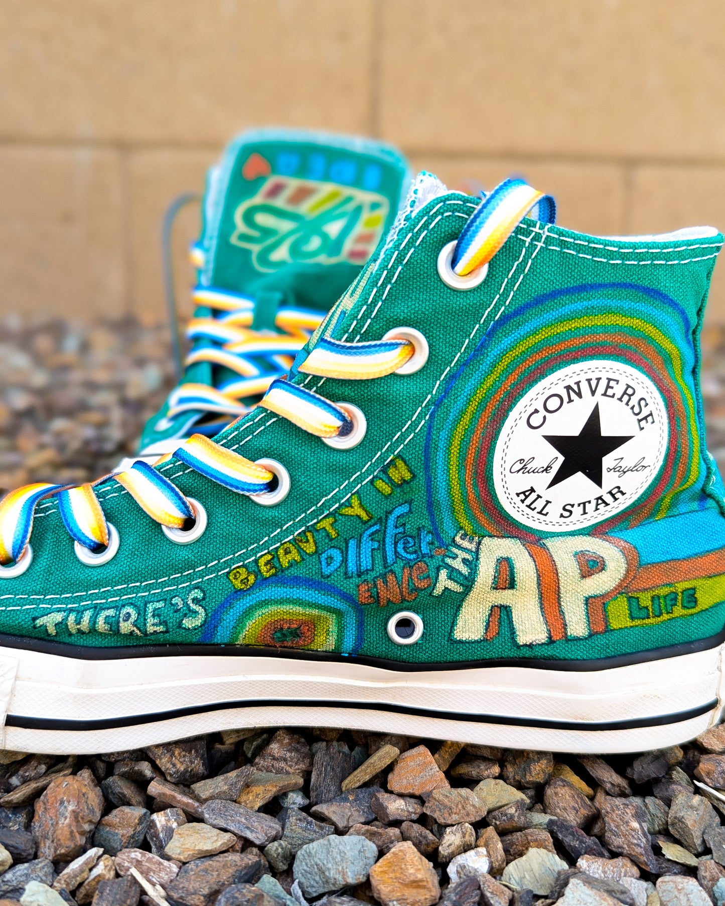 1975 IDEA - Individuals with Disabilities Education Act - Green ADVOKICKS (M6/W8) - Repurposed Hand-Painted Shoes