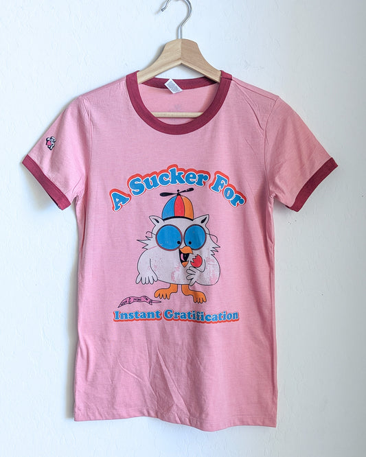 A Sucker for Instant Gratification - Women's Deadstock Ringer Tee (S) - Repurposed Rebels