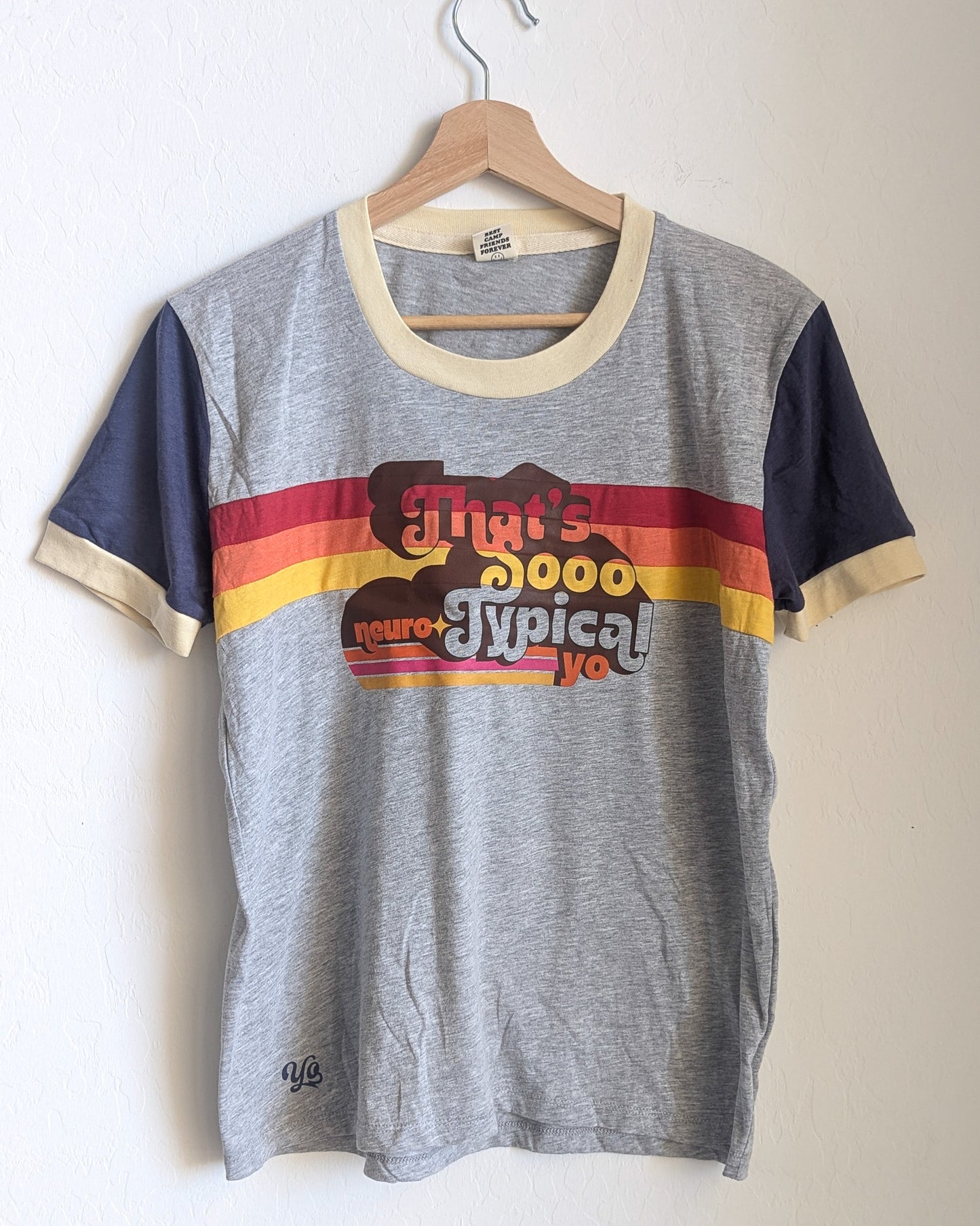 That's Sooo Neuro-Typical, Yo - Women's Colorblock Ringer Tee (L) - Repurposed Rebels