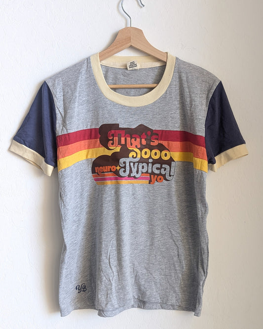 That's Sooo Neuro-Typical, Yo - Women's Colorblock Ringer Tee (L) - Repurposed Rebels