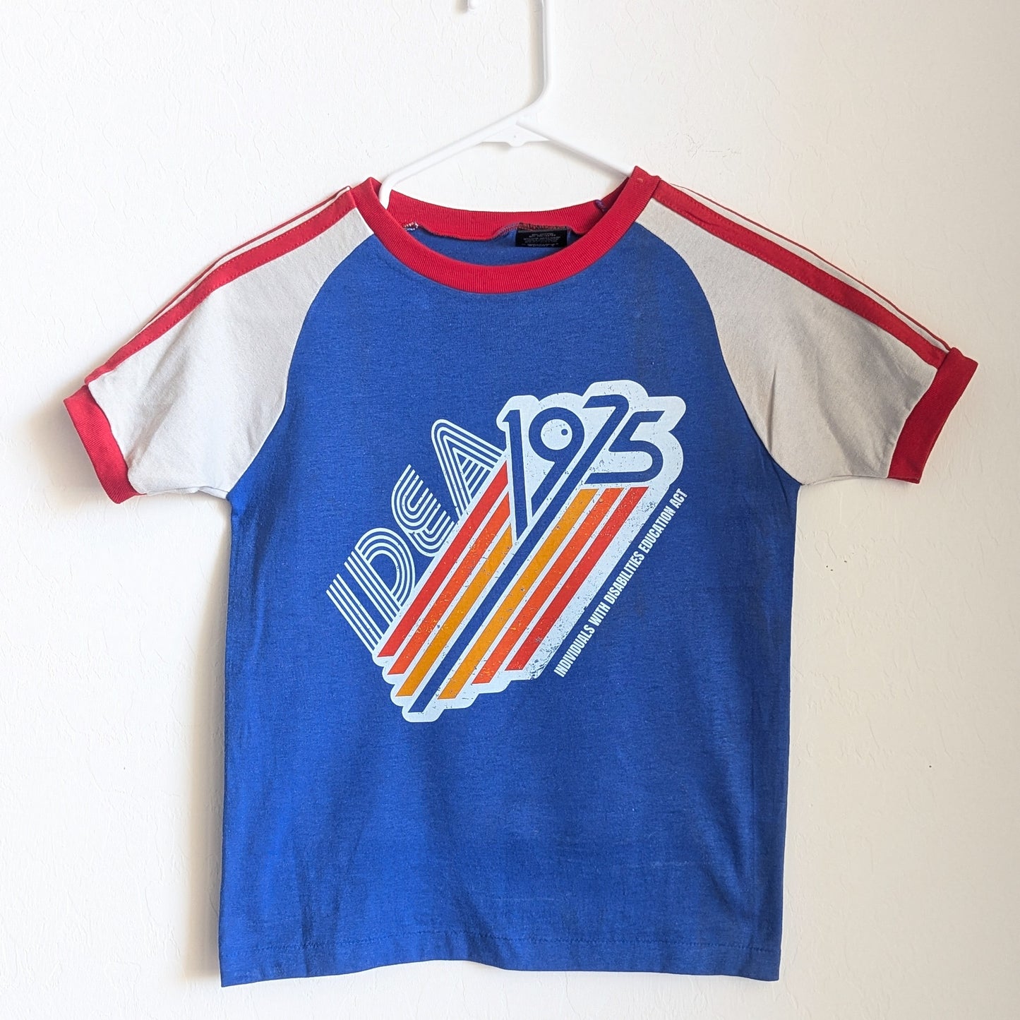 1975 IDEA - Individuals With Disabilities Education Act - Youth Boys' Colorblock Ringer Tee (8/10)- Repurposed Rebels
