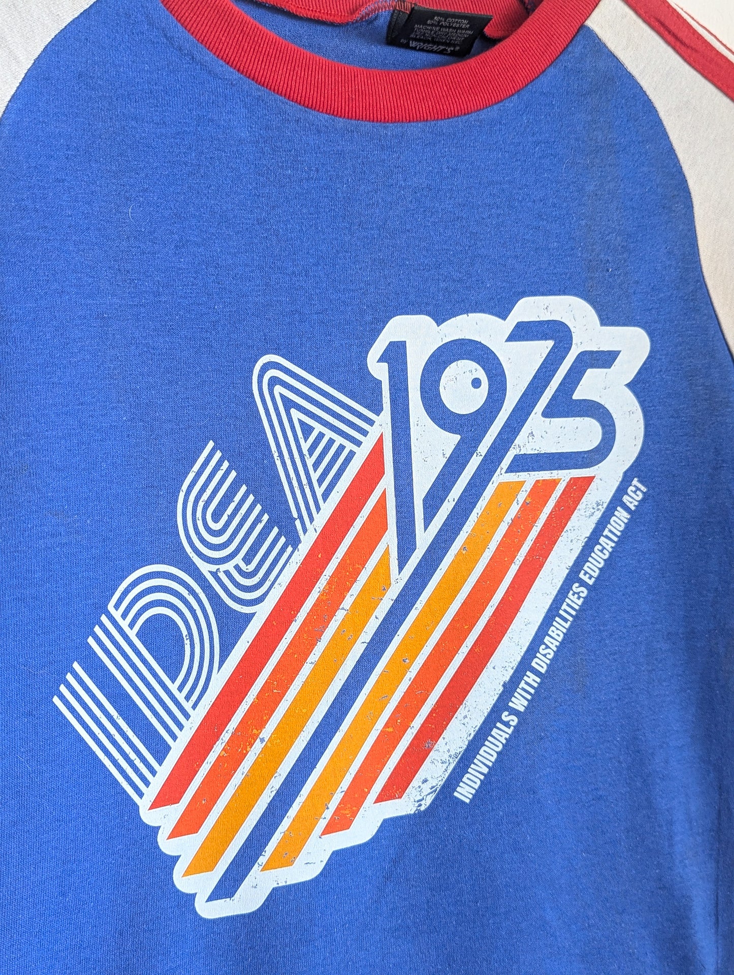 1975 IDEA - Individuals With Disabilities Education Act - Youth Boys' Colorblock Ringer Tee (8/10)- Repurposed Rebels