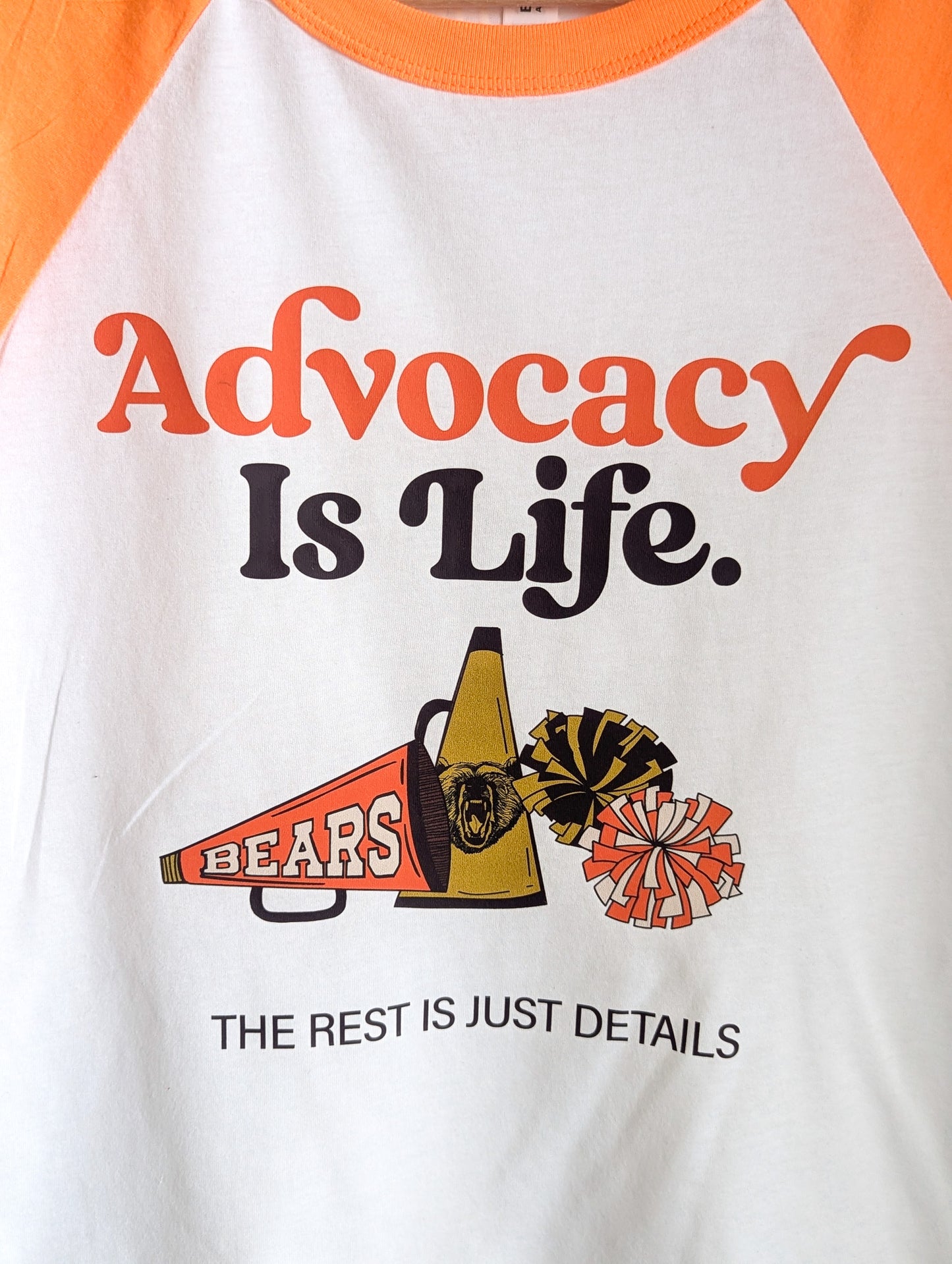 Advocacy is Life - The Rest is Just Details - Women's Raw Hem Boxy Raglan Baseball Tee (M) - Repurposed Rebels