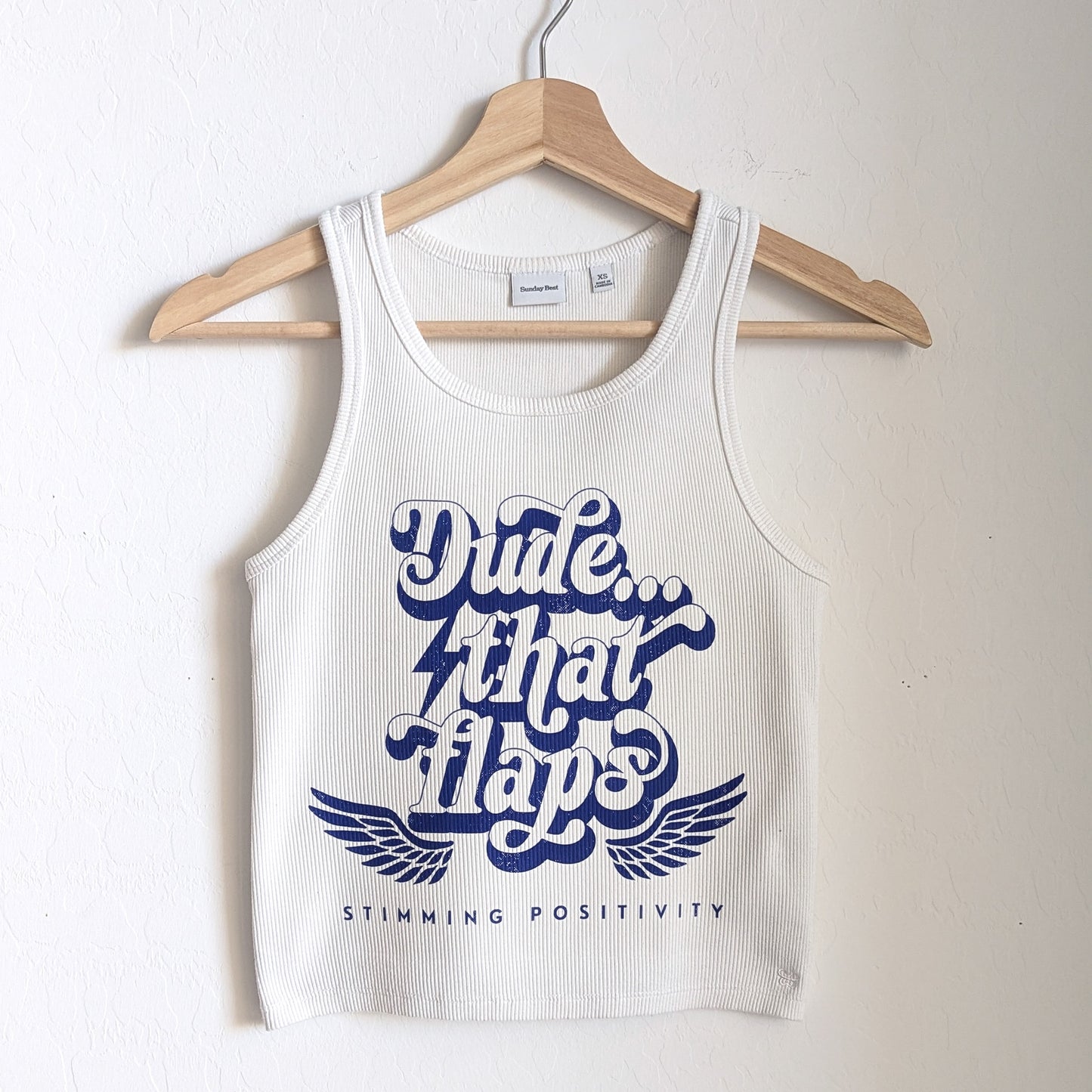 Dude, That Flaps - Stimming Positivity - Women's Ribbed Fitted & Cropped Tank Top (XS) - Repurposed Rebels