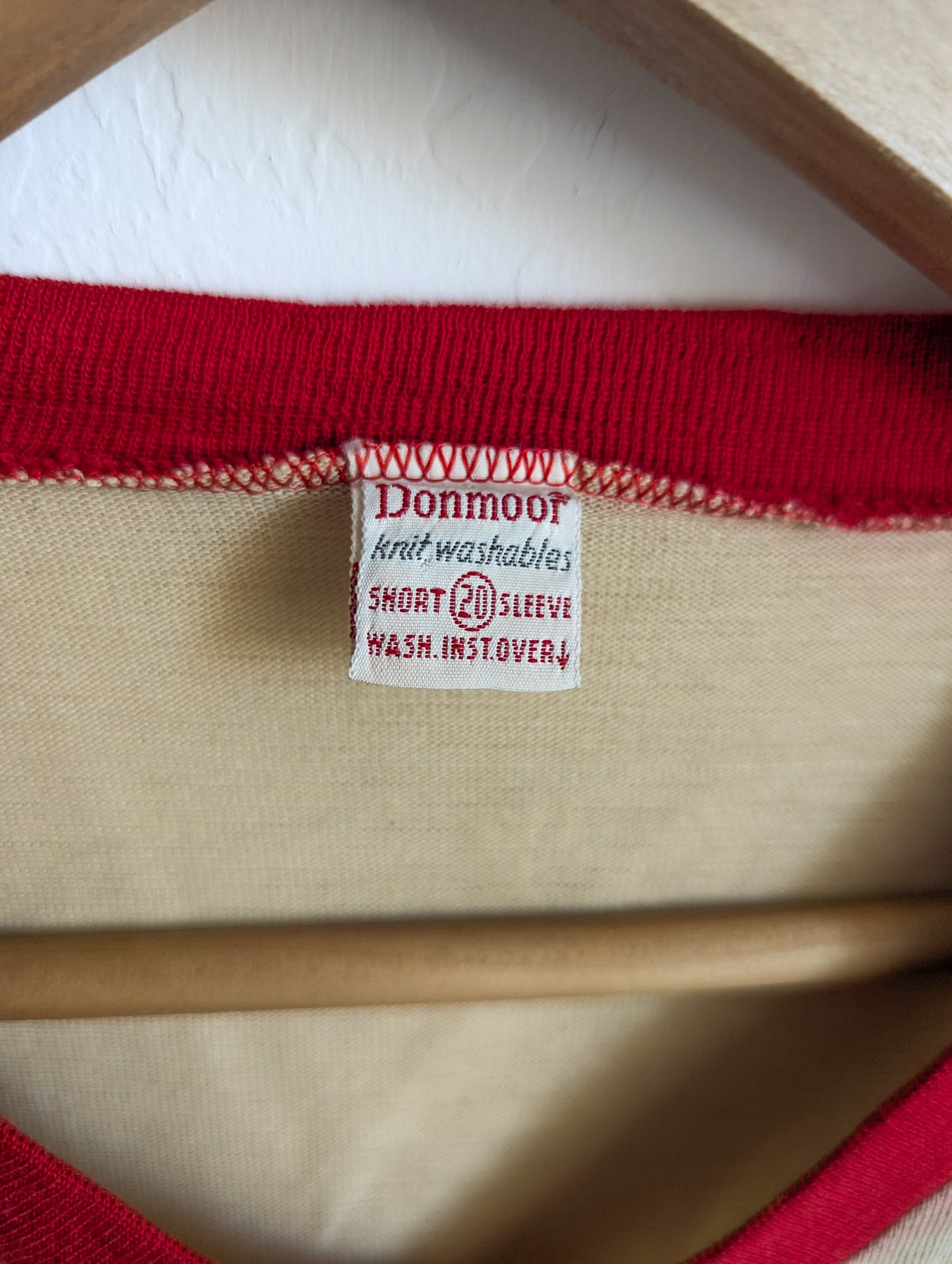 Scripting is Iconic - GLP - Adult Unisex VTG Beige & Red Jersey V-Neck Tee (S) - Repurposed Rebels