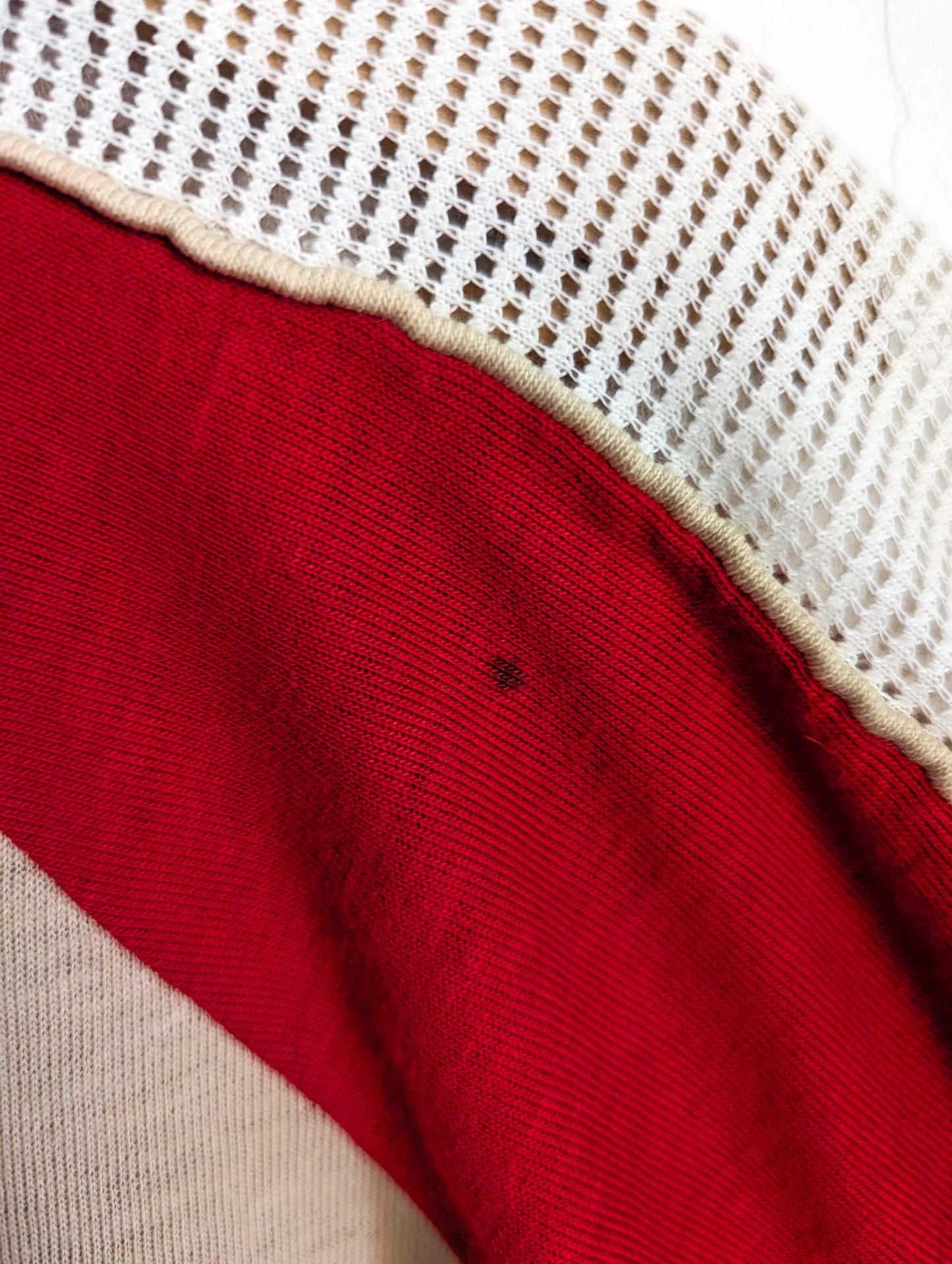Scripting is Iconic - GLP - Adult Unisex VTG Beige & Red Jersey V-Neck Tee (S) - Repurposed Rebels