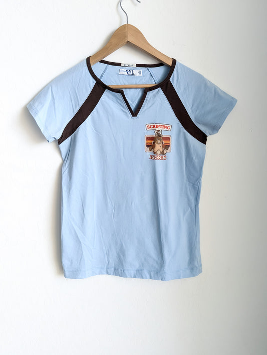 Scripting is Iconic - GLP - Women's Fitted Light Blue Stretch Tee (S) - Repurposed Rebels