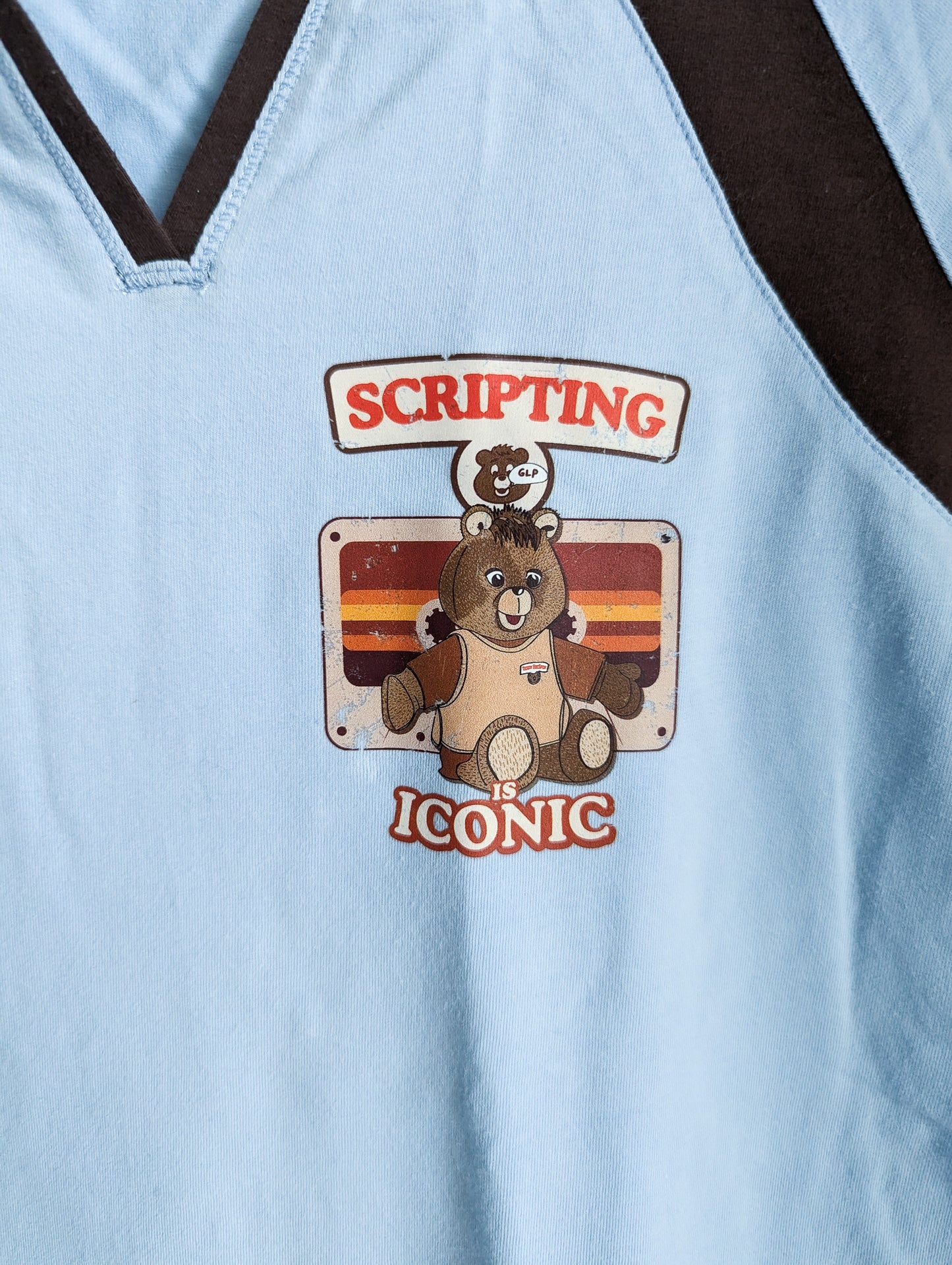 Scripting is Iconic - GLP - Women's Fitted Light Blue Stretch Tee (S) - Repurposed Rebels