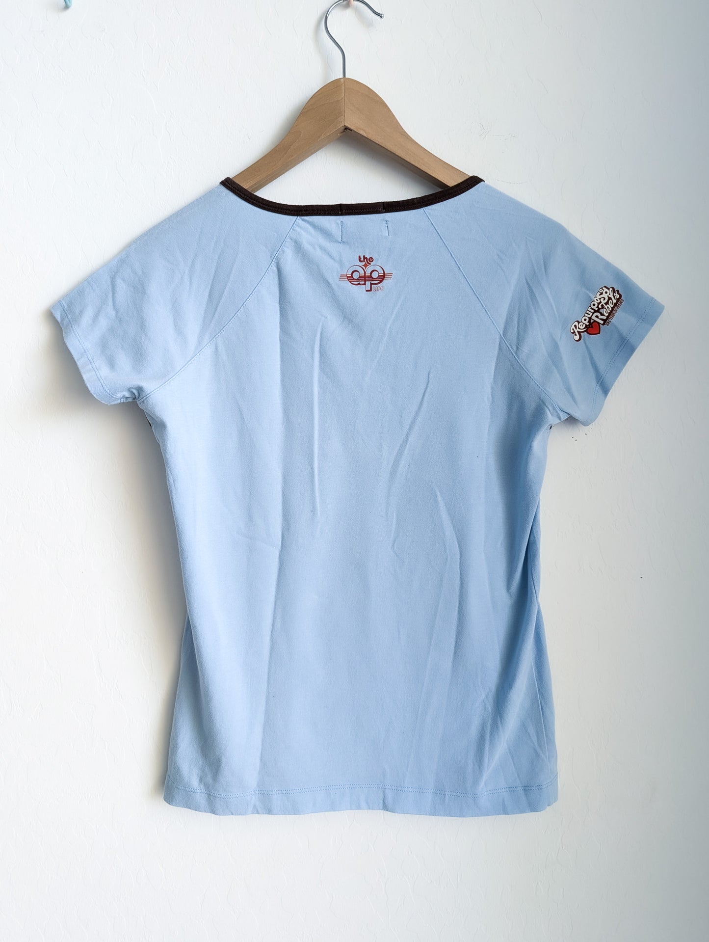 Scripting is Iconic - GLP - Women's Fitted Light Blue Stretch Tee (S) - Repurposed Rebels