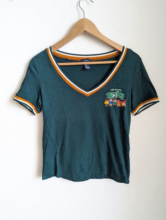 Make Space in Every Patch - Women's Fitted V-Neck Fitted Ringer Tee (S) - Repurposed Rebels