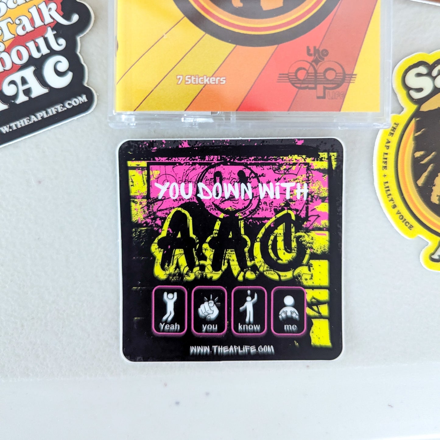 Say Anything - AAC Communication Mix - Lilly's Voice + The AP Life Collab - Cassette Tape Holder Sticker Pack (7 Vinyl Retro-Style Stickers)