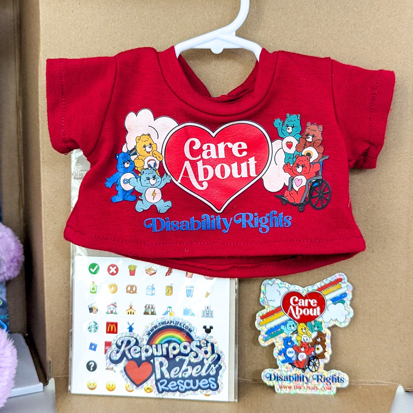 Adopt Share Bear Care Bear (2002) - Includes Clacky AAC - AAC Rainbow Strap - Headphones & Fidgets - RR Rescues