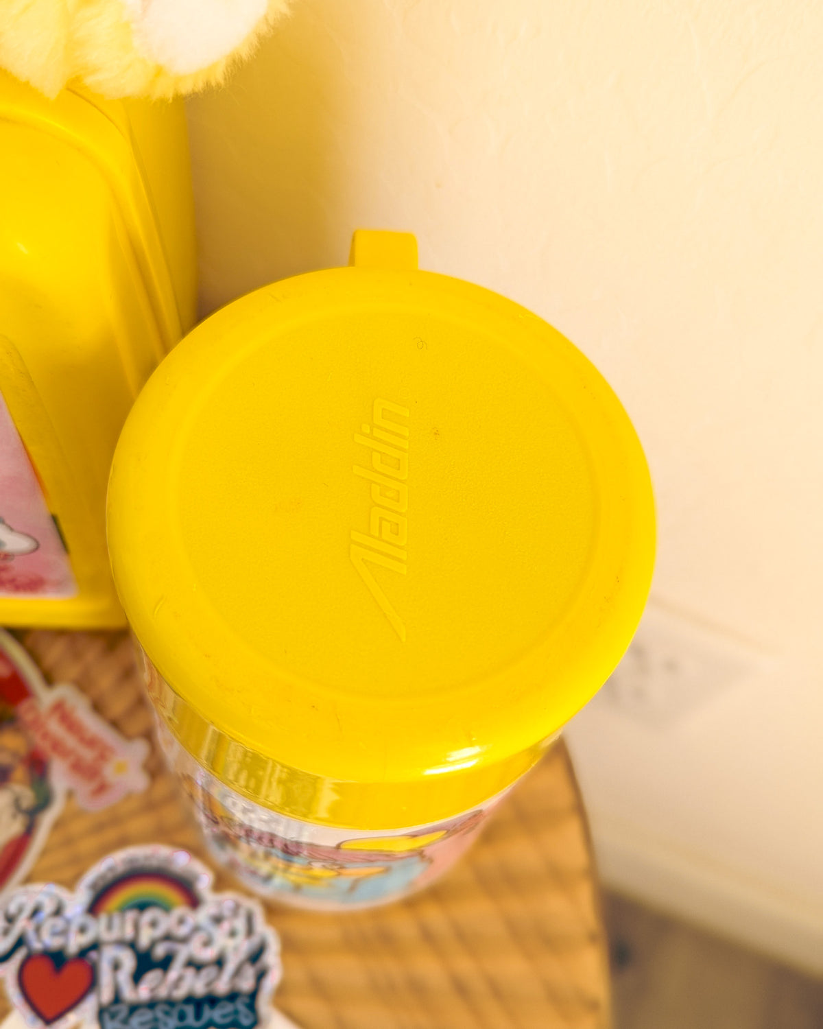 Adopt Funshine Bear in a Retro Lunch Box (1983 Miniature Care Bear) - With New & Secondhand Accessories