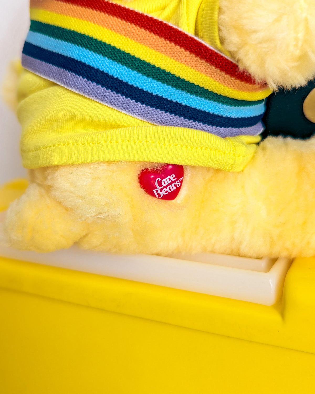 Adopt Funshine Bear in a Retro Lunch Box (1983 Miniature Care Bear) - With New & Secondhand Accessories