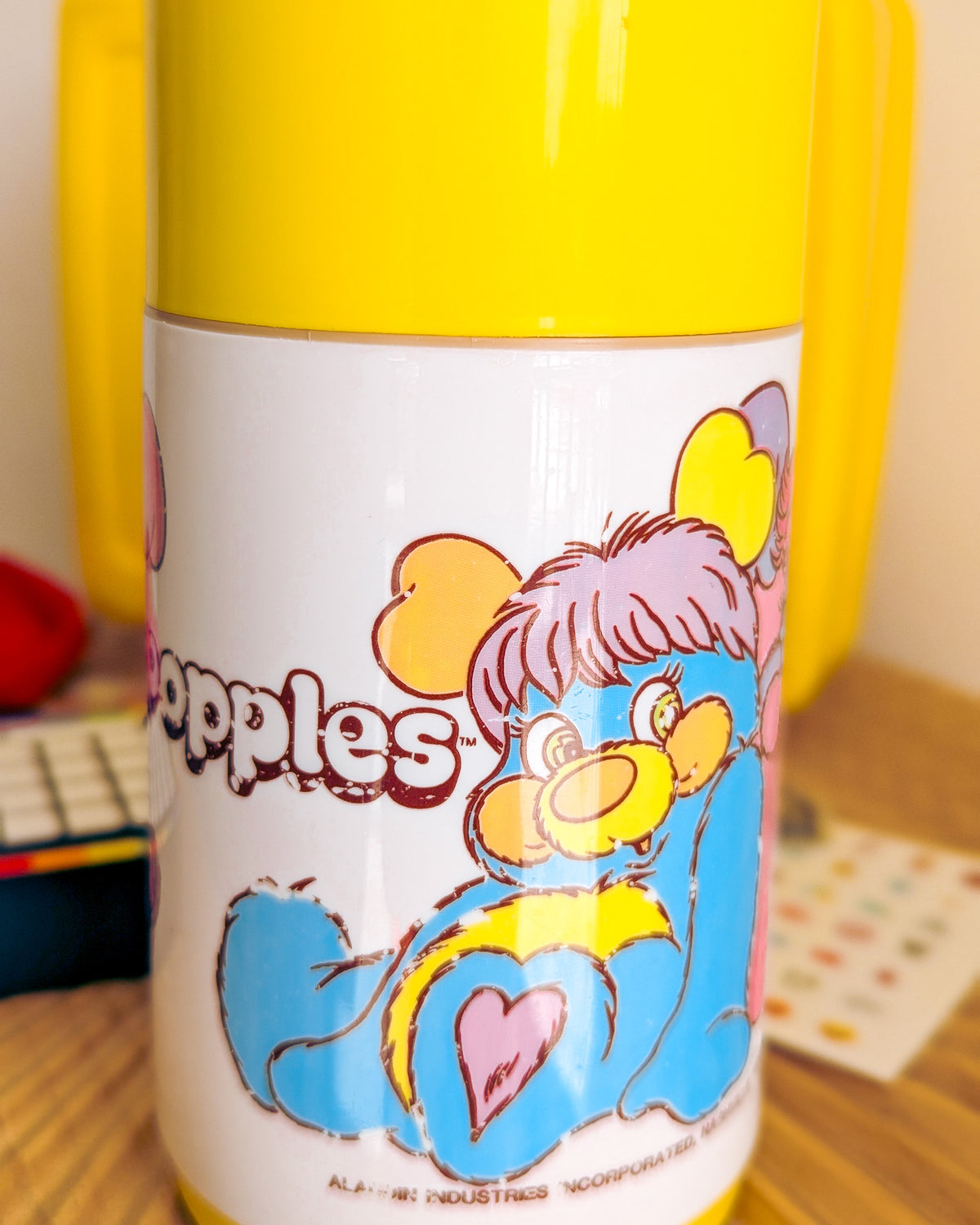 Adopt Funshine Bear in a Retro Lunch Box (1983 Miniature Care Bear) - With New & Secondhand Accessories