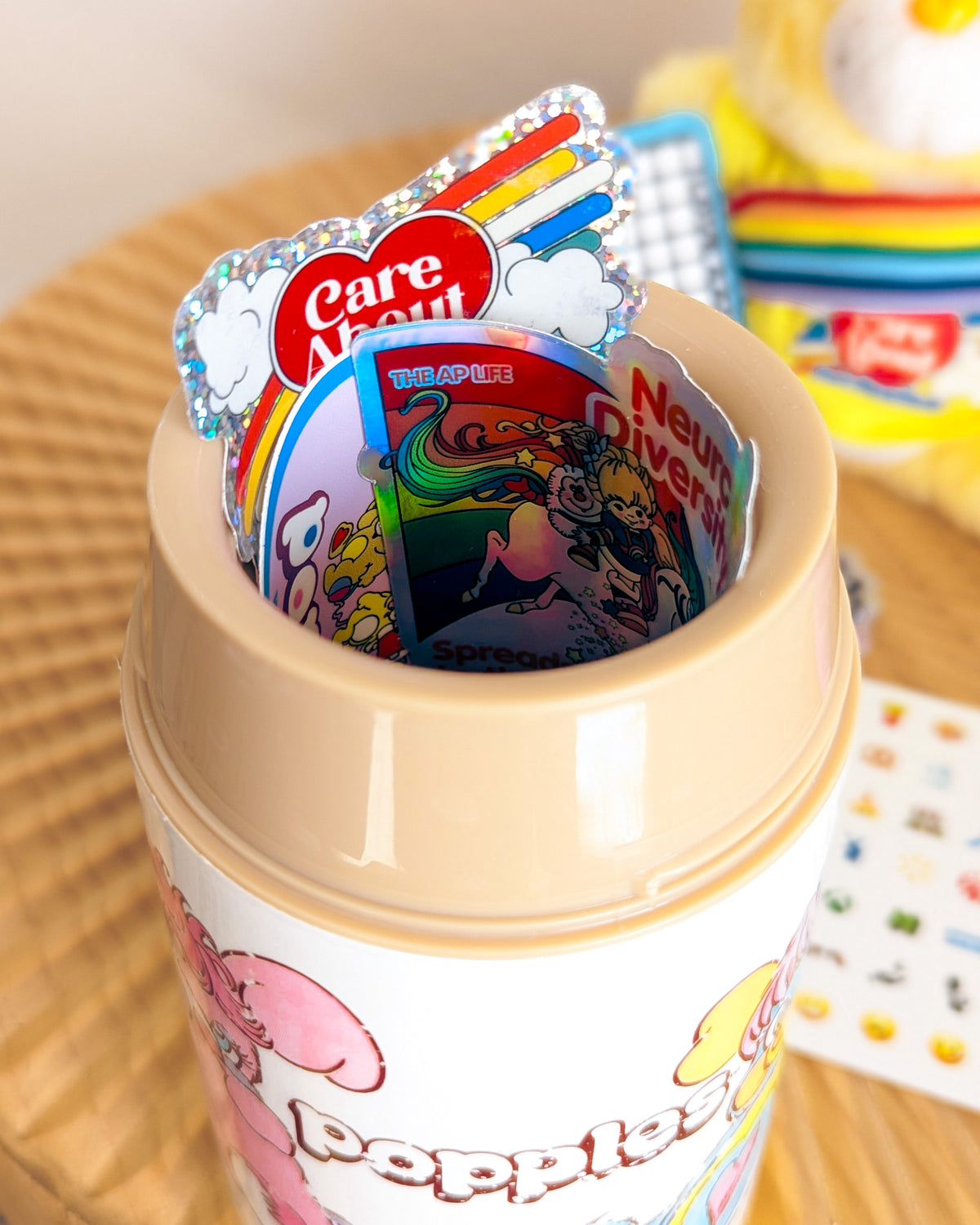 Adopt Funshine Bear in a Retro Lunch Box (1983 Miniature Care Bear) - With New & Secondhand Accessories