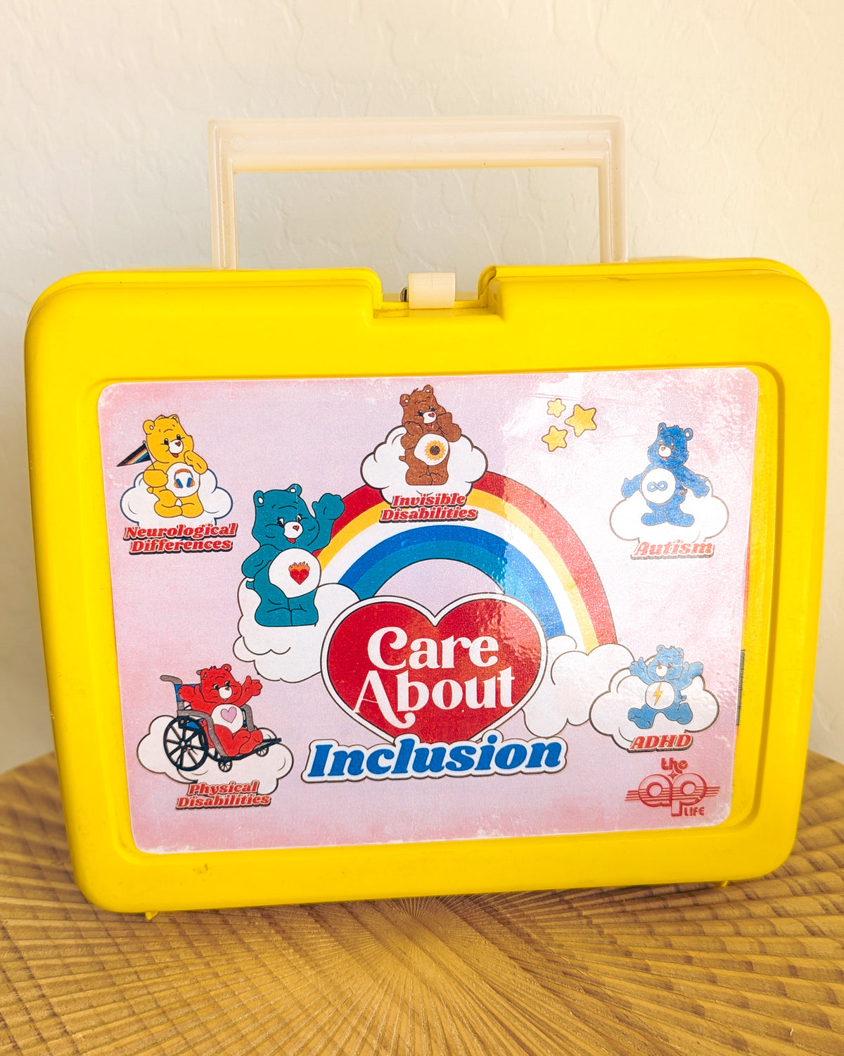 Adopt Funshine Bear in a Retro Lunch Box (1983 Miniature Care Bear) - With New & Secondhand Accessories