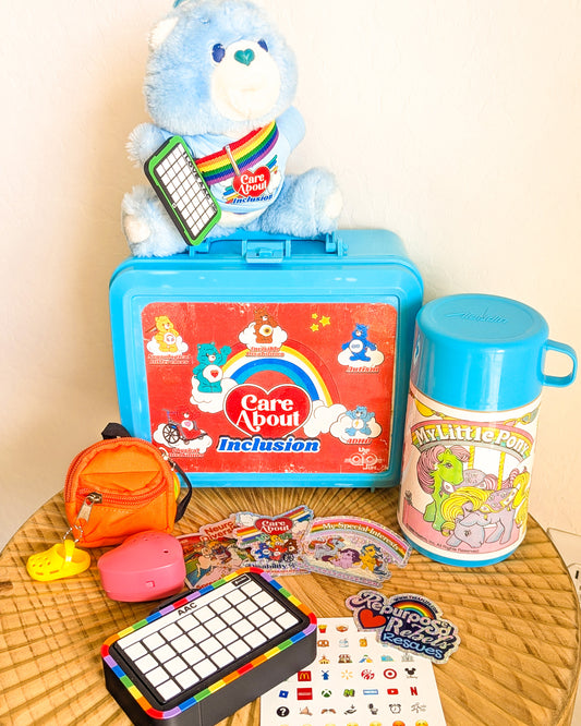 Adopt Grumpy Bear in a Retro Lunch Box (1983 Miniature Care Bear) - With New & Secondhand Accessories