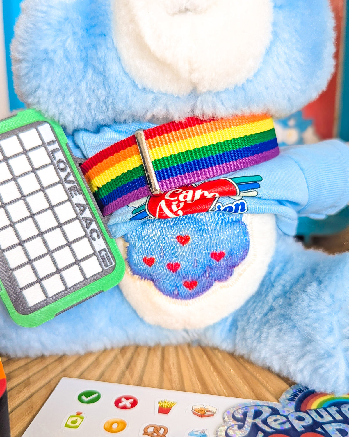 Adopt Grumpy Bear in a Retro Lunch Box (1983 Miniature Care Bear) - With New & Secondhand Accessories