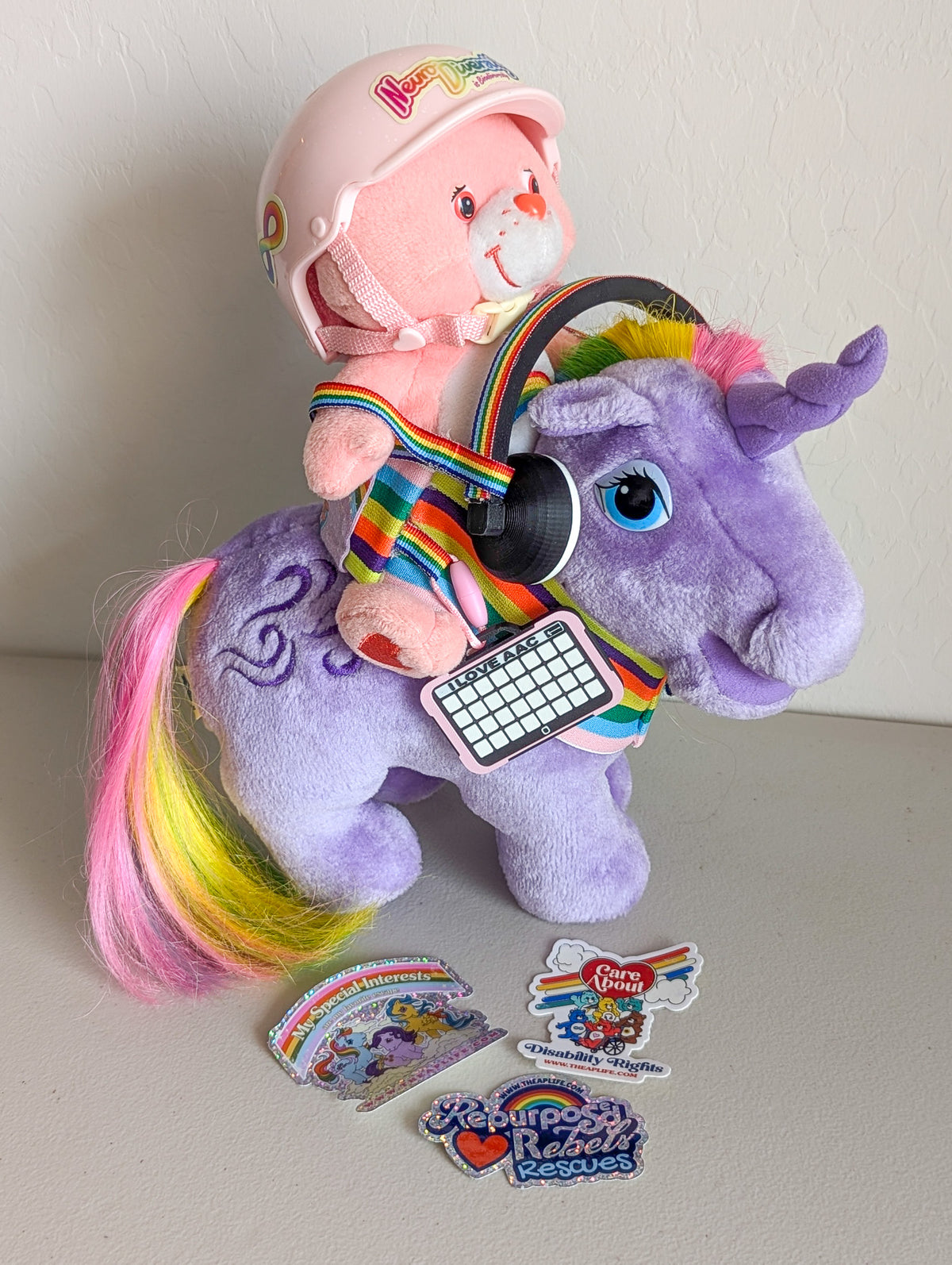 Adopt Equine Therapy Set Mini Cheer Bear Care Bear (2002) and Windy My Little Pony (1984) - With New & Secondhand Accessories