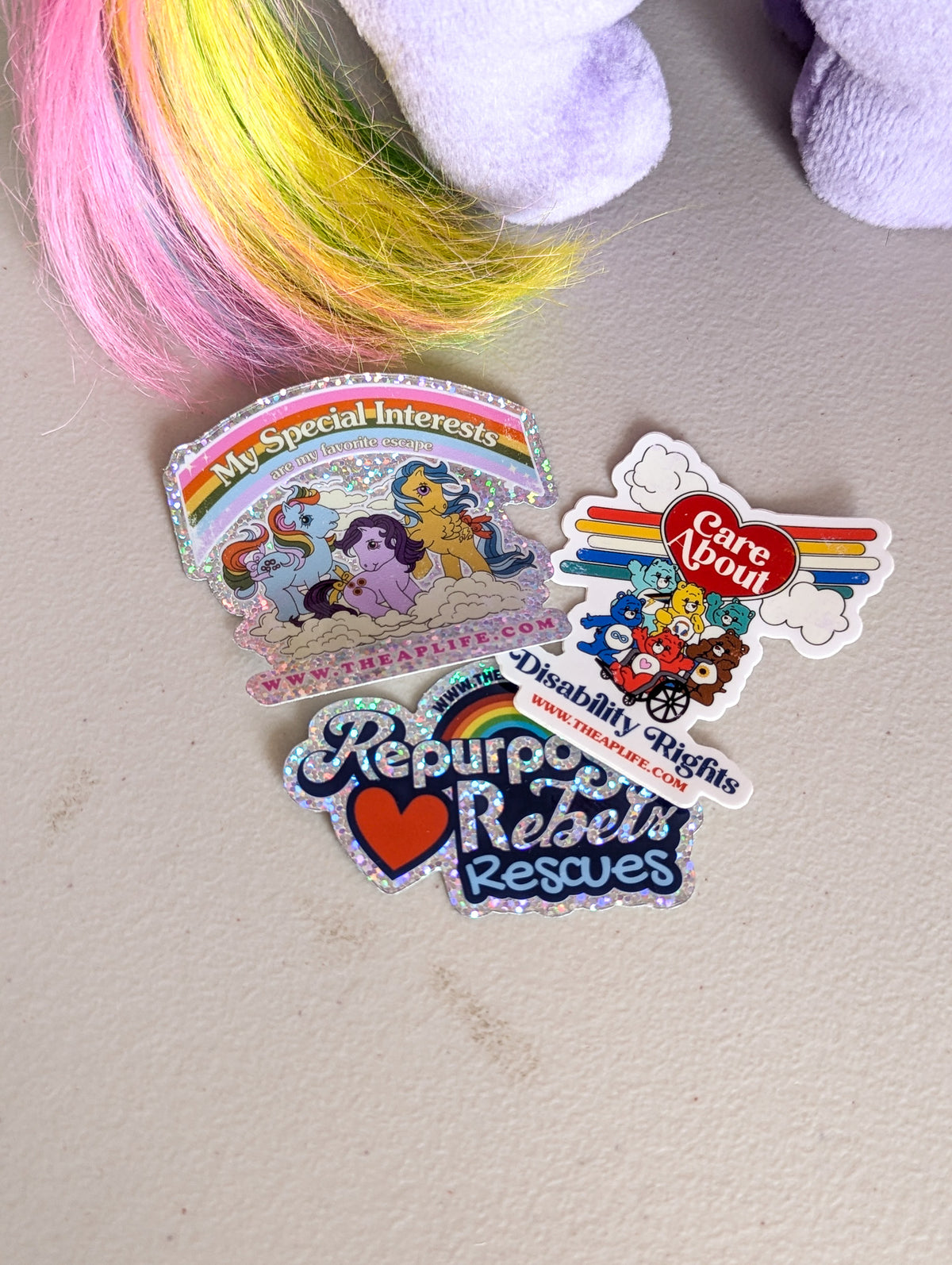 Adopt Equine Therapy Set Mini Cheer Bear Care Bear (2002) and Windy My Little Pony (1984) - With New & Secondhand Accessories