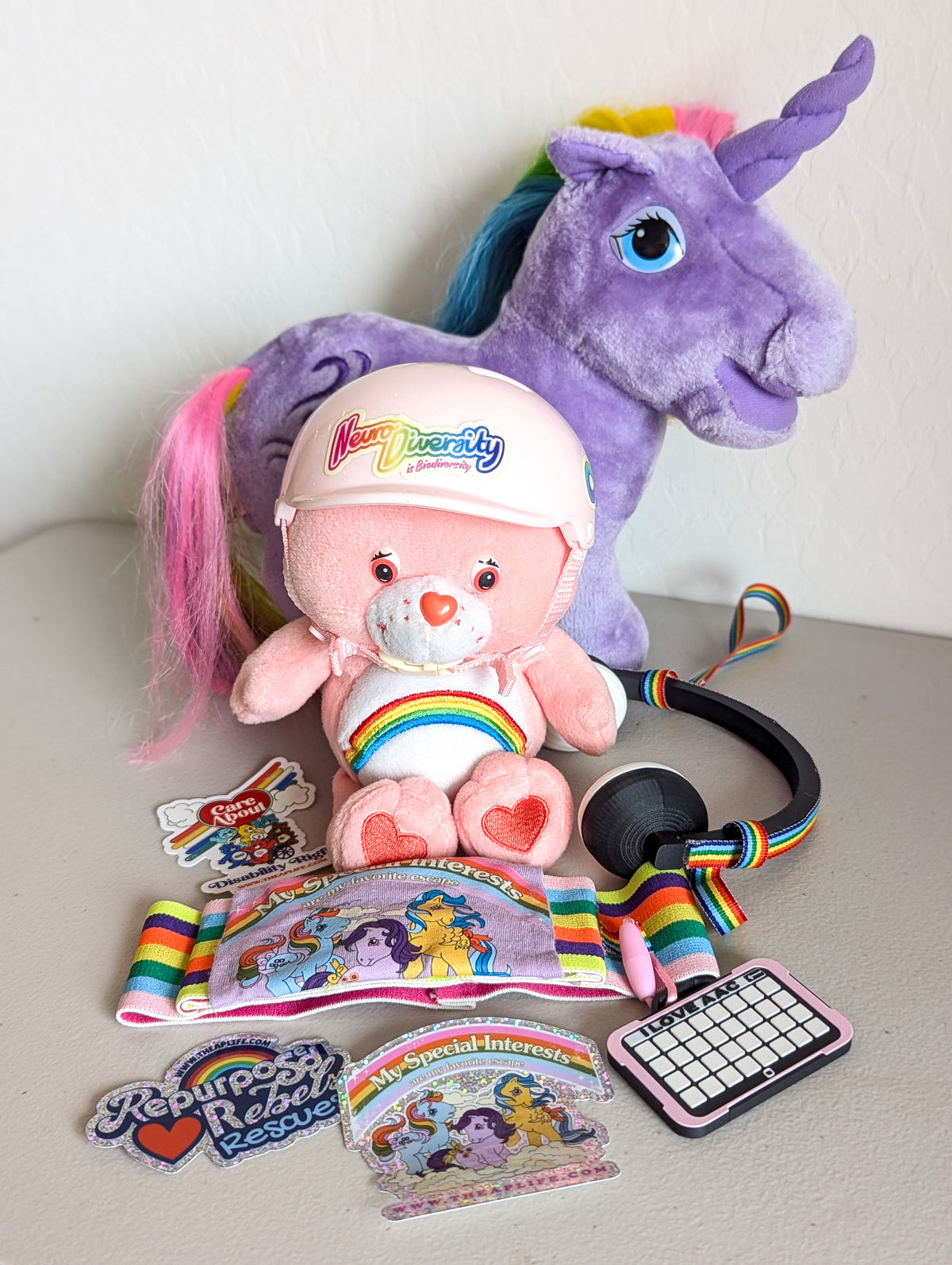 Adopt Equine Therapy Set Mini Cheer Bear Care Bear (2002) and Windy My Little Pony (1984) - With New & Secondhand Accessories
