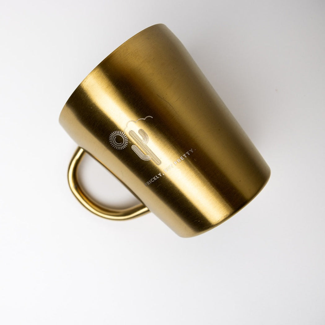 10oz Gold Insulated Stainless Steel Mug with Engraved Design