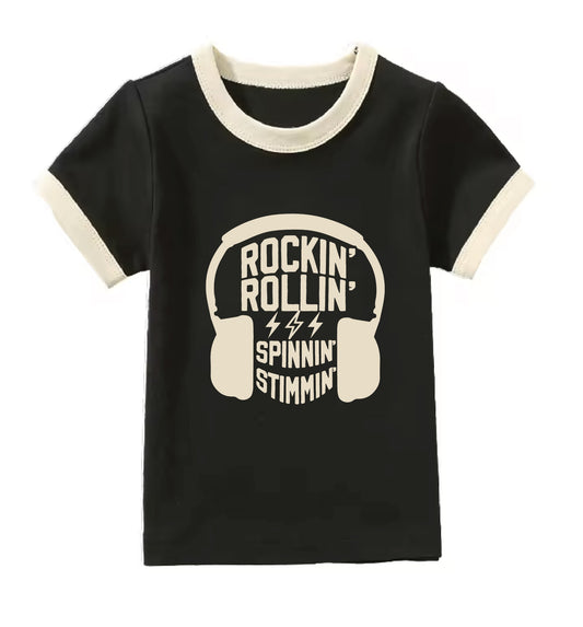 Rockin' Rollin' Spinnin' Stimmin' Kids Ringer Tee