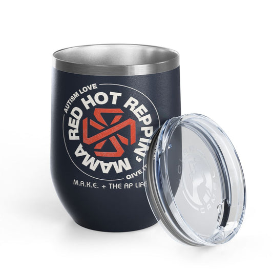 Red Hot Reppin' Mama - Autism Love, Give it Away - 12oz Insulated Wine Tumbler