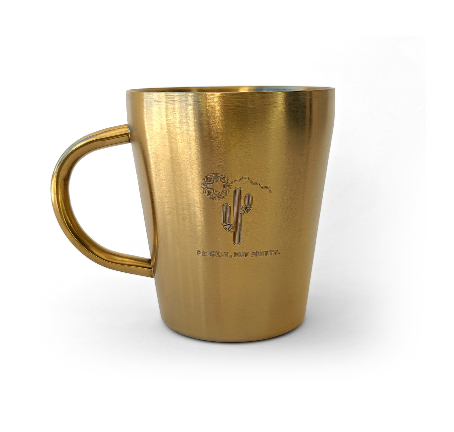 10oz Gold Insulated Stainless Steel Mug with Engraved Design