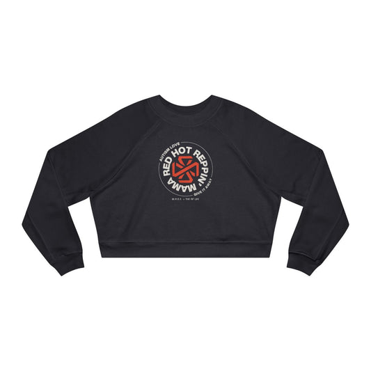 Red Hot Reppin' Mama - Autism Love, Give it Away - Women's Cropped Pullover Sweater